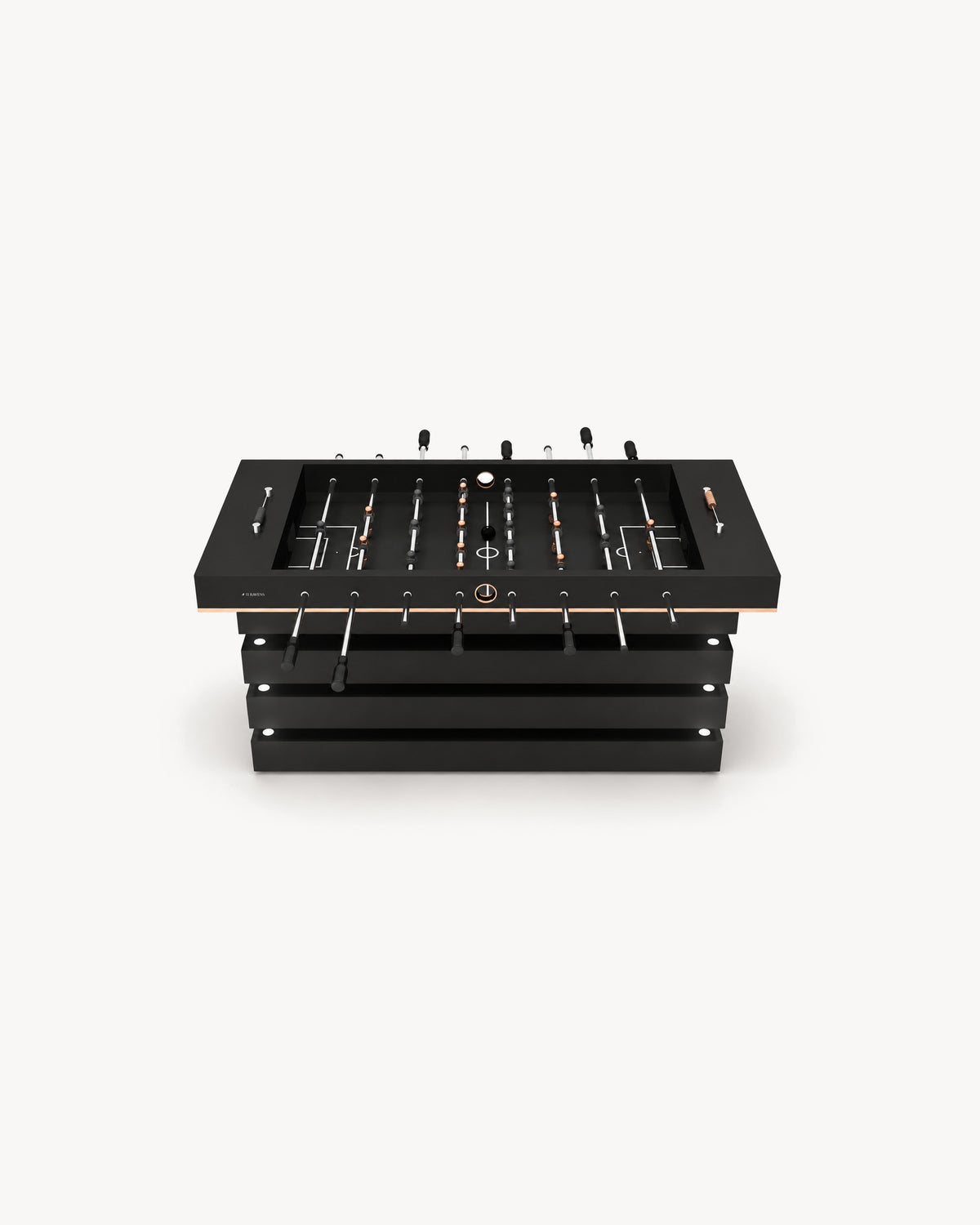 11 Ravens Arclight Foosball Table with black playfield and stacked black slat base