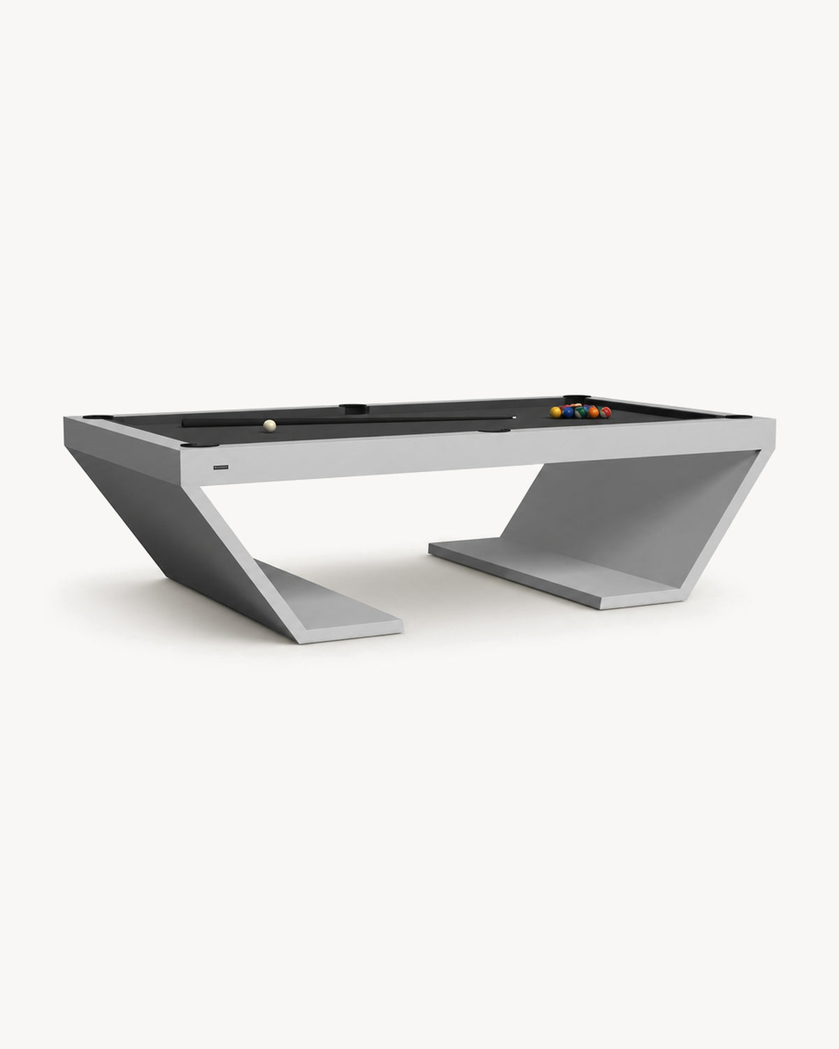 11 Ravens Cabaret Pool Table with grey angular base and black top