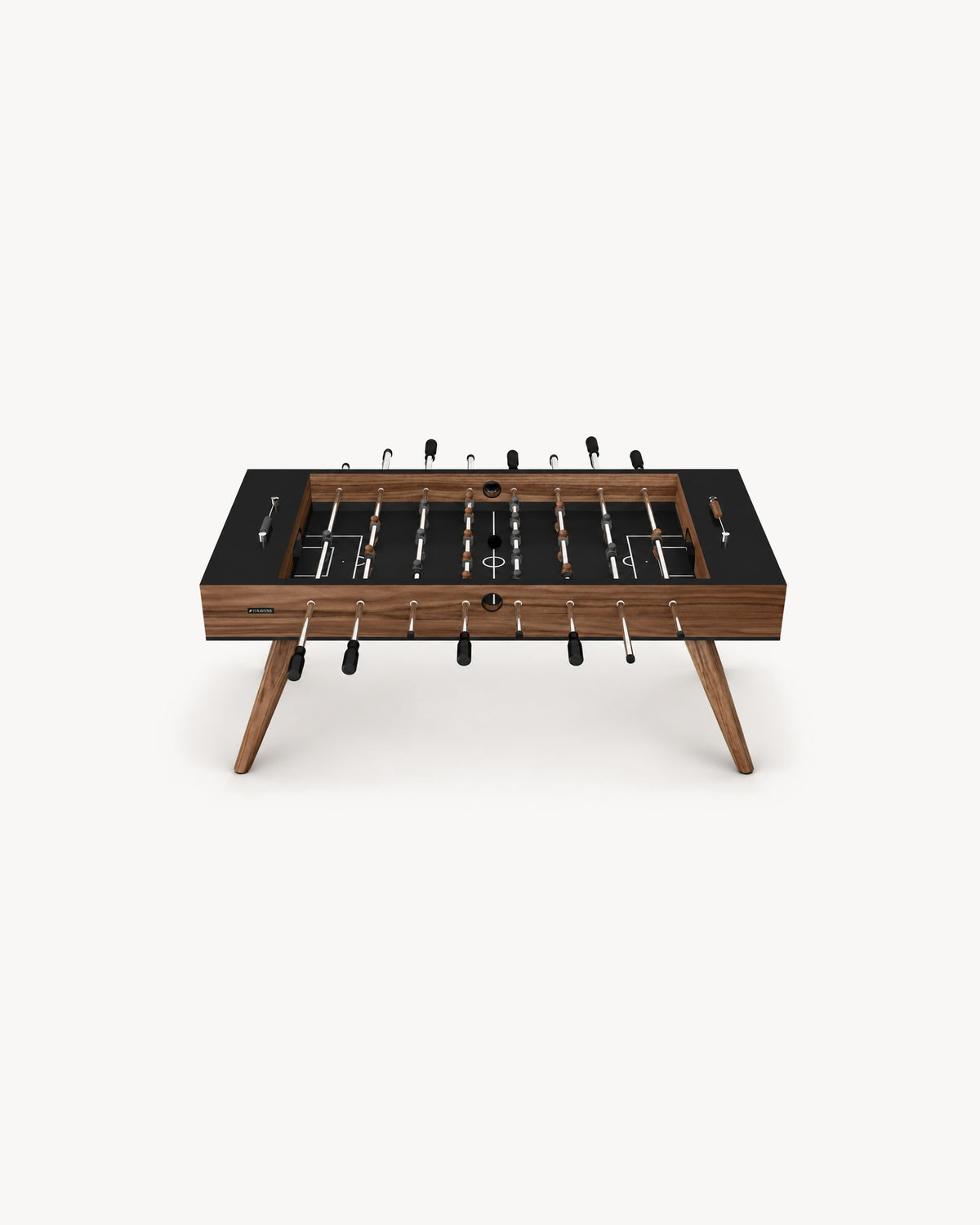 11 Ravens Hamptons Foosball Table with dark playfield and splayed wood legs