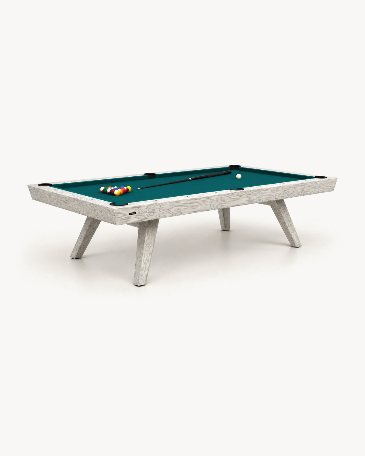 11 Ravens Hamptons Pool Table in white with blue felt and tapered legs
